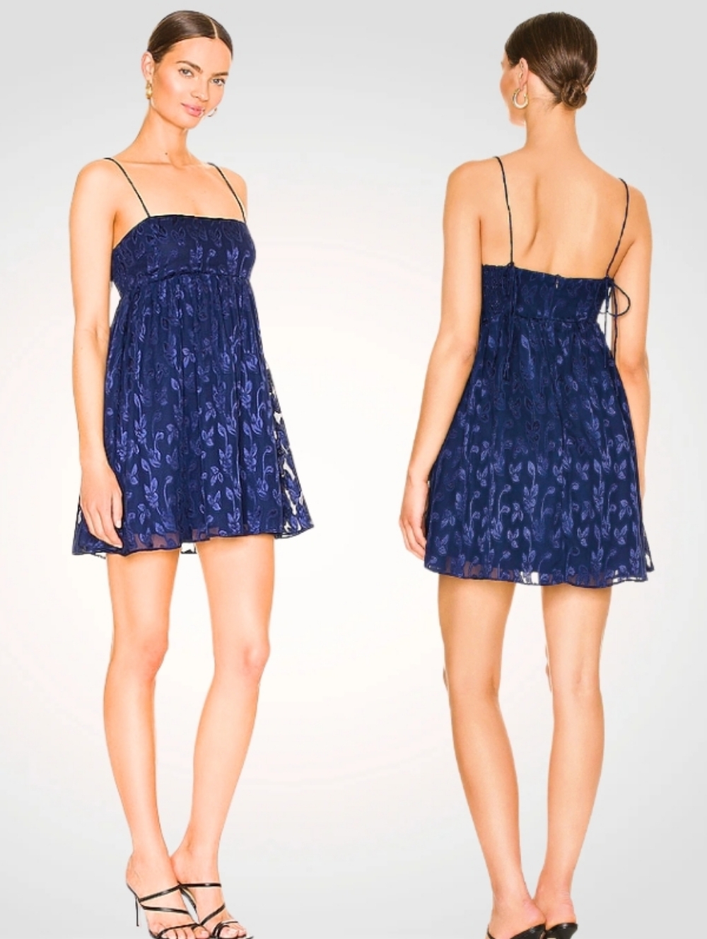 AMANDA UPRICHARD Jojo Mini Dress Navy/Blue Cocktail Party Floral Pattern Size M